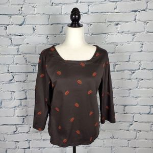 A.P.C. Black T-shirt with Red Leaf Pattern